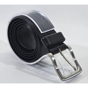 NORDSTROM Men's Size 34 Black Leather Belt W/ Chrome Buckle 1-1/2" x 40.5"  EUC!